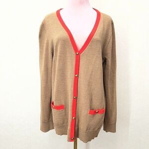 Coach V-Neck Long Sleeve Camel Button Front Cardigan Sweater Womens Size L